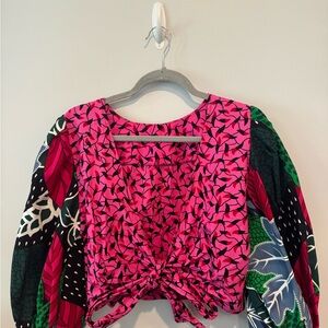 Vibrant Pink Patterned Women's Top